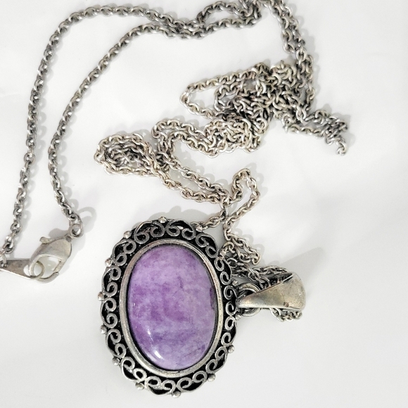 Purple Charoite stone pendant necklace - Picture 5 of 6